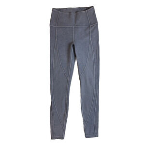 Lululemon Barre 3 Womens Wunder Under Leggings Size 4 Gray Pull On Pocket Ankle